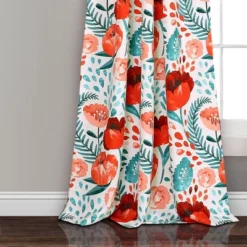 Set Of 2 Poppy Garden Light Filtering Window Curtain Panels - Lush Décor -Beautiful House GUEST 70eccfaf 881c 4a87 a931 bd0e43899477