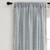 Lush Decor Boho Coastal Horizontal Ticking Stripe Tassel Window Curtain Panels Blue 52X84 Set