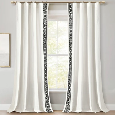 Lush Décor Luxury Modern Square Embroidery Border Window Panel White/Black Single 52x84 1 Lush Décor Luxury Modern Square Embroidery Border Window Panel White/Black Single 52x84
