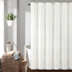 72"x72" Boho Kendra Tufted Yarn Dyed Eco Friendly Recycled Cotton Shower Curtain - Lush Décor -Beautiful House GUEST 73288c58 6df7 44a0 aff9 fd9d37ee4df0