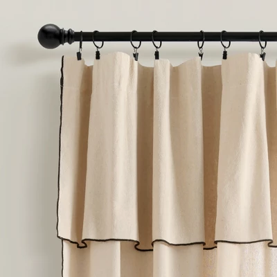 Lush Decor Modern Faux Linen Embroidered Edge With Attached Valance Window Curtain Panels Dark Linen 52X84 Set 4 Lush Decor Modern Faux Linen Embroidered Edge With Attached Valance Window Curtain Panels Dark Linen 52X84 Set - Image 4