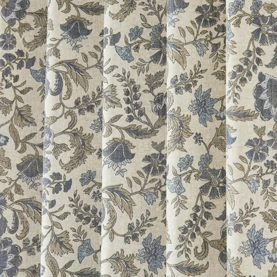 37"x84" Lush Decor Lillian Block Print Linen Textured Window Curtain Panels Blue/Sage Pair 8 37"x84" Lush Decor Lillian Block Print Linen Textured Window Curtain Panels Blue/Sage Pair - Image 8