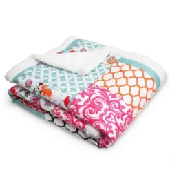 Lush Décor 50"x60" Brookdale Faux Shearling Throw Blanket Purple/Turquoise -Beautiful House GUEST 748a5248 99e6 4558 91fa 7c77c241da13