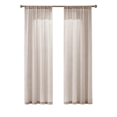 Lush Décor Milla Knitted Textured Sheer Window Curtain Panels Champagne Pair 38x84 6 Lush Décor Milla Knitted Textured Sheer Window Curtain Panels Champagne Pair 38x84 - Image 6