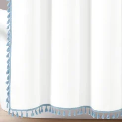 72"x72" Boho Melora Tassel Yarn Dyed Eco-Friendly Recycled Cotton Shower Curtain Blue - Lush Décor -Beautiful House GUEST 75119cec 98f2 41c6 a803 73b935cbcb6c