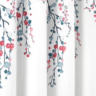 72"x72" Mirabelle Watercolor Floral Shower Curtain Blue/Coral - Lush Décor 2 72"x72" Mirabelle Watercolor Floral Shower Curtain Blue/Coral - Lush Décor - Image 2