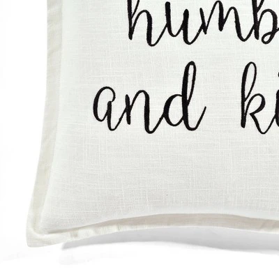 20"x20" Oversize 'Humble And Kind' Family-Friendly Square Throw Pillow Cover White - Lush Décor 1 20"x20" Oversize 'Humble And Kind' Family-Friendly Square Throw Pillow Cover White - Lush Décor