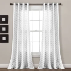 Set Of 2 (84"x52") Calia Chevron Geo Window Curtain Panels - Lush Décor -Beautiful House GUEST 76b9a70c 663b 465a b06a 21dba6c5b1a1