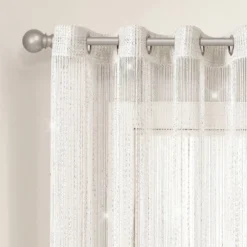 Lush Décor Sheer Night Sky String Thread Grommet Top Window Curtain Panel White