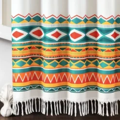 72"x72" Boho Viviane Geo Shower Curtain Turquoise/Orange - Lush Décor -Beautiful House GUEST 79472525 2990 4db5 8071 69e784ac7ae1