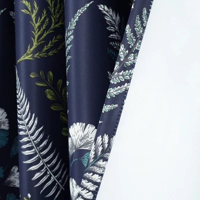 Lush Décor Devonia Allover Light Filtering Window Curtain Panels Navy/Green 52X84+2 Set 4 Lush Décor Devonia Allover Light Filtering Window Curtain Panels Navy/Green 52X84+2 Set - Image 4