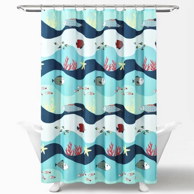 72"x72" Kids' Sea Life Shower Curtain Blue - Lush Décor 4 72"x72" Kids' Sea Life Shower Curtain Blue - Lush Décor - Image 4