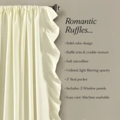 2pk 54"x63" Light Filtering Reyna Curtain Panels Ivory - Lush Décor -Beautiful House GUEST 7b071c53 3132 4d71 ad40 8def1263df95