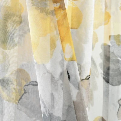 2pk 52"x84" Sheer Leah Curtain Panels Yellow/Gray - Lush Décor 4 2pk 52"x84" Sheer Leah Curtain Panels Yellow/Gray - Lush Décor - Image 4
