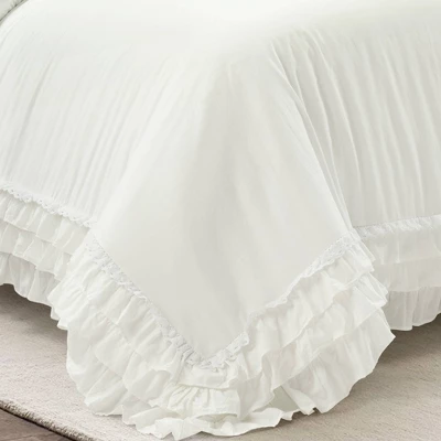 Lush Decor 3pc Ella Ruffle Comforter Bedding Set White 5 Lush Decor 3pc Ella Ruffle Comforter Bedding Set White - Image 5