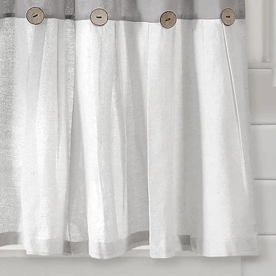 Lush Décor Linen Button Kitchen Tier Window Curtain Panels White/Gray 29X24+2 Set 3 Lush Décor Linen Button Kitchen Tier Window Curtain Panels White/Gray 29X24+2 Set - Image 3