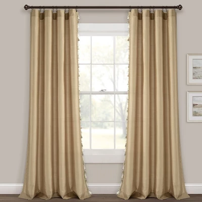 Lush Décor Luxury Regency Faux Silk Two Tone Tassel Window Curtain Panels Taupe 52x84 Set 2 Lush Décor Luxury Regency Faux Silk Two Tone Tassel Window Curtain Panels Taupe 52x84 Set - Image 2