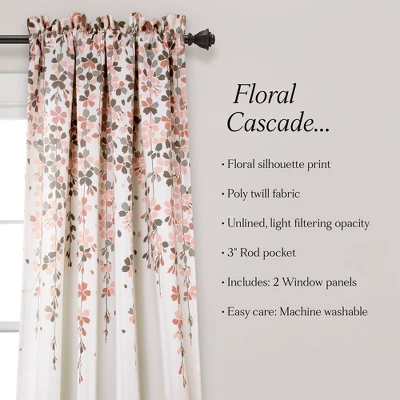 2pk 52"x95" Light Filtering Weeping Flower Curtain Panels Blush - Lush Décor 5 2pk 52"x95" Light Filtering Weeping Flower Curtain Panels Blush - Lush Décor - Image 5