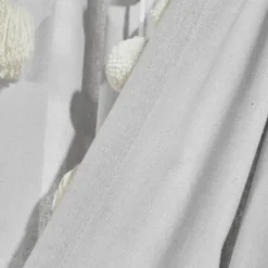 Lush Décor Boho Pom Pom Tassel Linen Window Curtain Panel Light Gray Single 52X95 -Beautiful House GUEST 80e898fe ee66 42d1 aba4 8d3ccce293bf