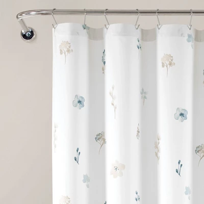 72"x72" Livia Flora Silver-Infused Antimicrobial Shower Curtain Neutral/Blue - Lush Décor 1 72"x72" Livia Flora Silver-Infused Antimicrobial Shower Curtain Neutral/Blue - Lush Décor