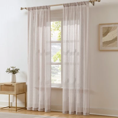 Lush Décor Milla Knitted Textured Sheer Window Curtain Panels Champagne Pair 38x84 1 Lush Décor Milla Knitted Textured Sheer Window Curtain Panels Champagne Pair 38x84