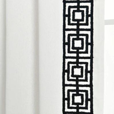 Lush Décor Luxury Modern Square Embroidery Border Window Panel White/Black Single 52x84 3 Lush Décor Luxury Modern Square Embroidery Border Window Panel White/Black Single 52x84 - Image 3