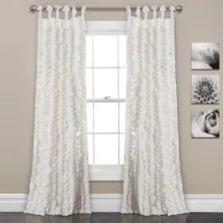 Set Of 2 Sophia Ruffle Window Curtain Panels White - Lush Décor -Beautiful House GUEST 85719f9e d6b7 4ab1 83fa 59c2b24bb06a