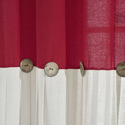 1pc 40"x84" Light Filtering Farmhouse Linen Button Curtain Panel Red - Lush Décor 2 1pc 40"x84" Light Filtering Farmhouse Linen Button Curtain Panel Red - Lush Décor - Image 2