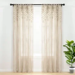 84"x40" Boho Macrame Leaf Cotton Window Curtain Panel - Lush Décor -Beautiful House GUEST 87941eec faa7 446b a83d 26a01c7f8190