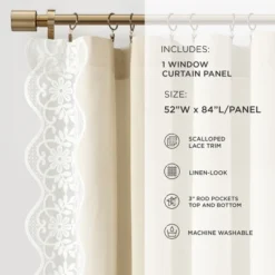 Lush Décor Scalloped Edge Lace Border Window Panel Neutral/Off White Single 52x84 13 Lush Décor Scalloped Edge Lace Border Window Panel Neutral/Off White Single 52x84 -Beautiful House GUEST 87f7d4bd f23d 49c9 8201 5e2b5865e22b