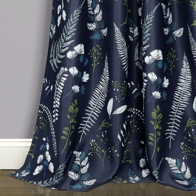 Lush Décor Devonia Allover Light Filtering Window Curtain Panels Navy/Green 52X84+2 Set 3 Lush Décor Devonia Allover Light Filtering Window Curtain Panels Navy/Green 52X84+2 Set - Image 3