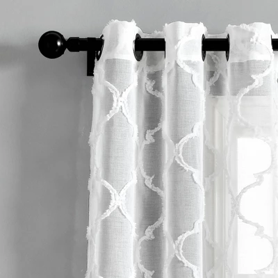 2pk 38"x84" Sheer Avon Trellis Curtain Panels White - Lush Décor 1 2pk 38"x84" Sheer Avon Trellis Curtain Panels White - Lush Décor