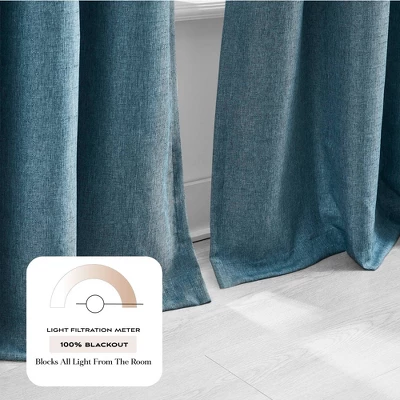 52"x84" Lush Decor Meena Slub 100% Blackout Window Curtain Panels Blue Pair 2 52"x84" Lush Decor Meena Slub 100% Blackout Window Curtain Panels Blue Pair - Image 2