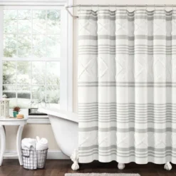72"x72" Urban Diamond Striped Woven Tufted Eco Friendly Recycled Cotton Shower Curtain - Lush Décor 9 72"x72" Urban Diamond Striped Woven Tufted Eco Friendly Recycled Cotton Shower Curtain - Lush Décor -Beautiful House GUEST 8d22a933 385f 4dfc a9a0 da872045f5b3