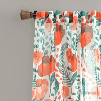 2pk 52"x84" Sheer Poppy Garden Curtain Panels White/Blue/Red - Lush Décor 1 2pk 52"x84" Sheer Poppy Garden Curtain Panels White/Blue/Red - Lush Décor