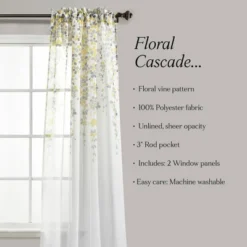 2pk 38"x84" Sheer Weeping Flower Curtain Panels Yellow/Gray - Lush Décor 9 2pk 38"x84" Sheer Weeping Flower Curtain Panels Yellow/Gray - Lush Décor -Beautiful House GUEST 8ebba7e5 3efe 4989 b9d7 704696fc334d
