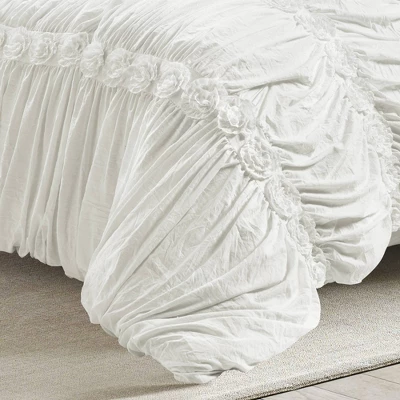 King 3pc Darla Comforter & Sham Set White - Lush Décor: OEKO-TEX Certified, Polyester Fill, Ruched Design 3 King 3pc Darla Comforter & Sham Set White - Lush Décor: OEKO-TEX Certified, Polyester Fill, Ruched Design - Image 3