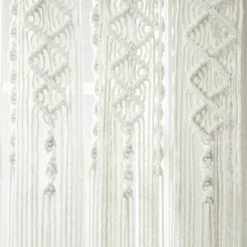 1pc 40"x84" Light Filtering Boho Macrame Textured Indoor/Outdoor Curtain Panel White - Lush Décor -Beautiful House GUEST 8fd2875e 6a90 4968 9a26 6f96135de2d3