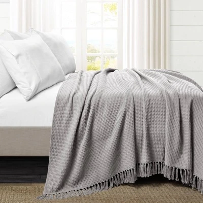 Full Queen Waffle Cotton Knit Throw Blanket - Lush Décor 1 Full Queen Waffle Cotton Knit Throw Blanket - Lush Décor