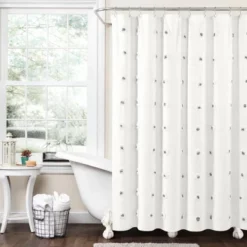 72"x72" Boho Circle Tufted Yarn Dyed Eco Friendly Recycled Cotton Shower Curtain - Lush Décor -Beautiful House GUEST 90fffca4 f65a 4452 8c93 3fb461810a9c