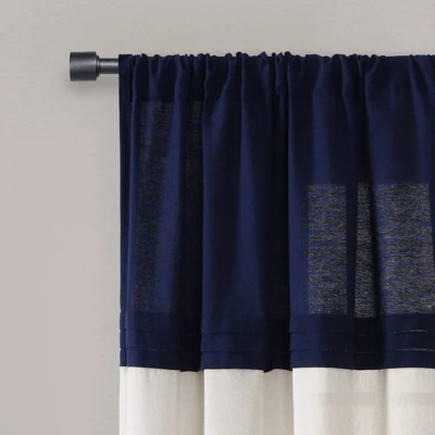 Farmhouse Faux Linen Colorblock Pleated Window Curtain Panel - Lush Décor 1 Farmhouse Faux Linen Colorblock Pleated Window Curtain Panel - Lush Décor