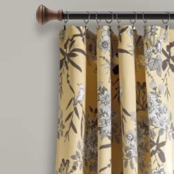 Lush Décor Botanical Garden Light Filtering Window Curtain Panels Yellow 52X84 Set