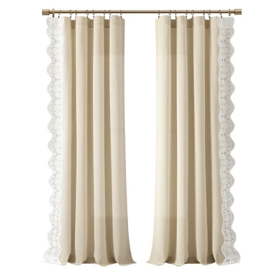 Lush Décor Scalloped Edge Lace Border Window Panel Neutral/Off White Single 52x84 7 Lush Décor Scalloped Edge Lace Border Window Panel Neutral/Off White Single 52x84 - Image 7