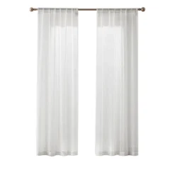 Lush Décor Milla Knitted Textured Sheer Window Curtain Panels Pearl White Pair 38x84 -Beautiful House GUEST 9465989d 577e 4678 8a54 e2608c751341