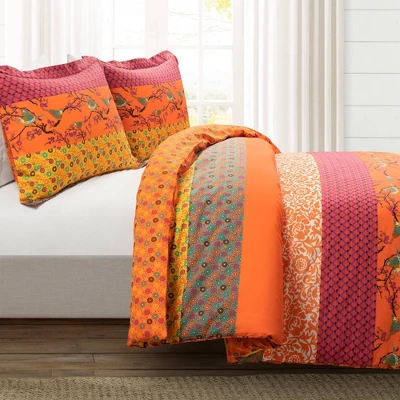 3pc Royal Empire Cotton Duvet Cover Set Tangerine - Lush Décor 1 3pc Royal Empire Cotton Duvet Cover Set Tangerine - Lush Décor