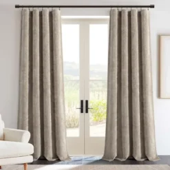 Lush Décor Aspen Luxury Velvet Chenille Window Curtain Panel Neutral Single 52x84