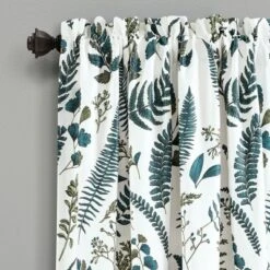 Lush Décor Devonia Allover Light Filtering Window Curtain Panels White/Green 52X95+2 Set