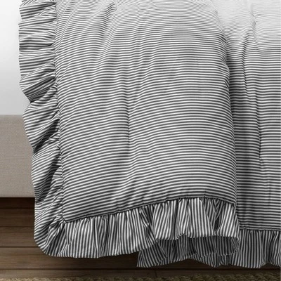 Lush Decor 3pc Reyna Stripe Reversible Comforter Bedding Set Gray/White 2 Lush Decor 3pc Reyna Stripe Reversible Comforter Bedding Set Gray/White - Image 2