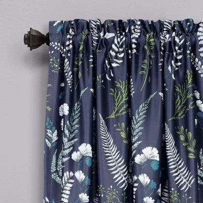 Lush Décor Devonia Allover Light Filtering Window Curtain Panels Navy/Green 52X84+2 Set 1 Lush Décor Devonia Allover Light Filtering Window Curtain Panels Navy/Green 52X84+2 Set