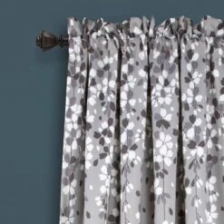 2pk 52"x108" Light Filtering Weeping Flower Curtain Panels Gray - Lush Décor